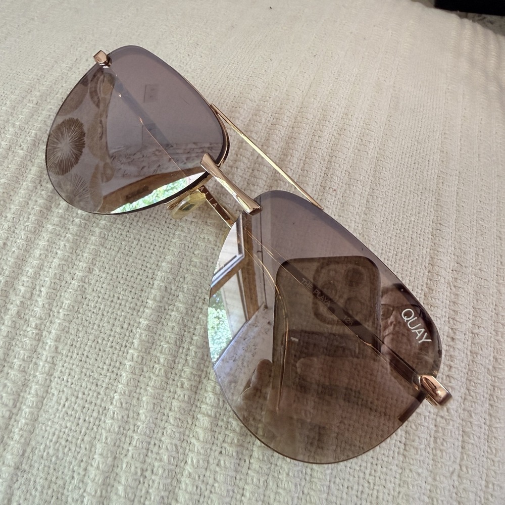 Quay Australia The Playa Sunglasses Womens Gold Aviator Brown Gradient 126